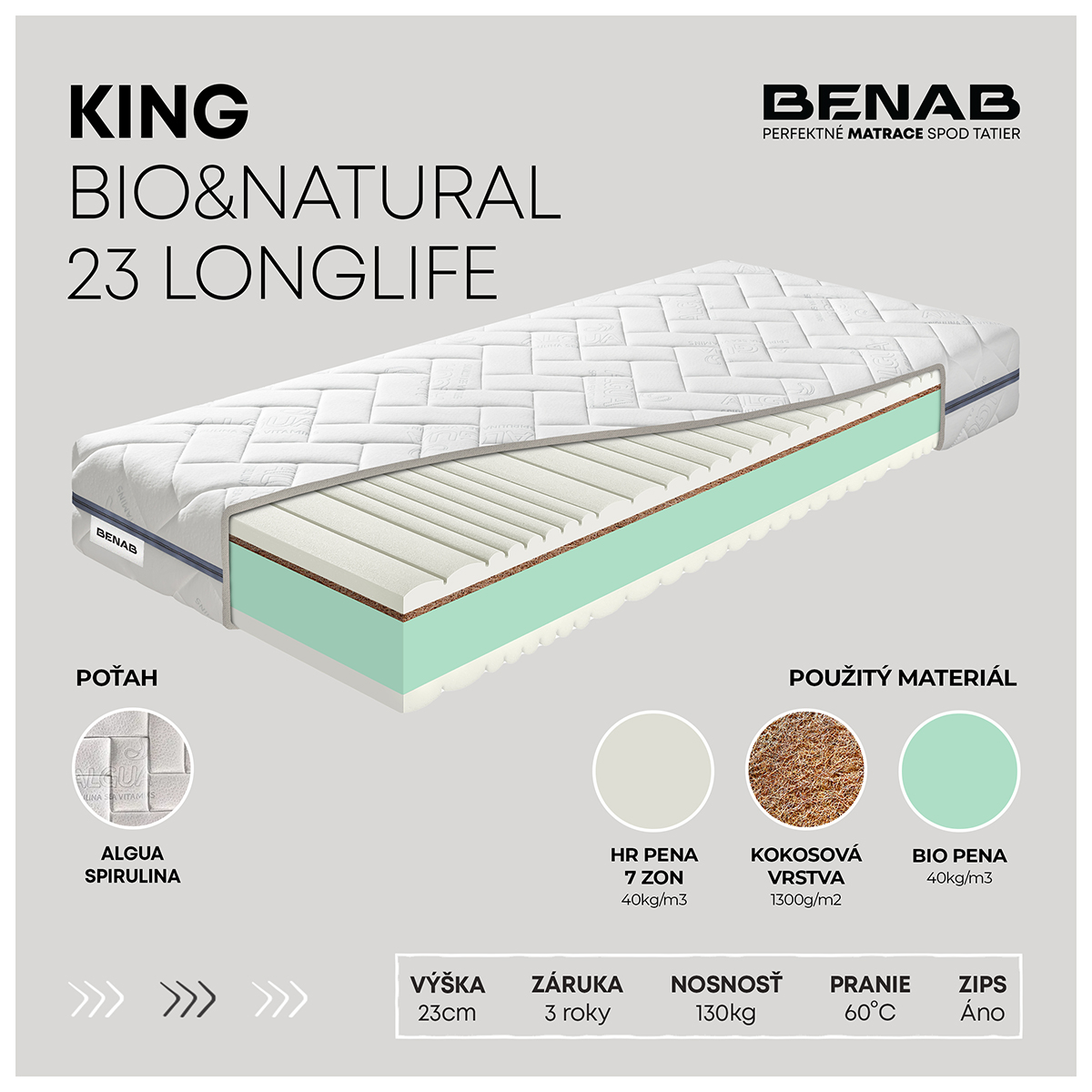 Matrac Benab King Bio&Natural 23 Longlife 90 x 200 cm