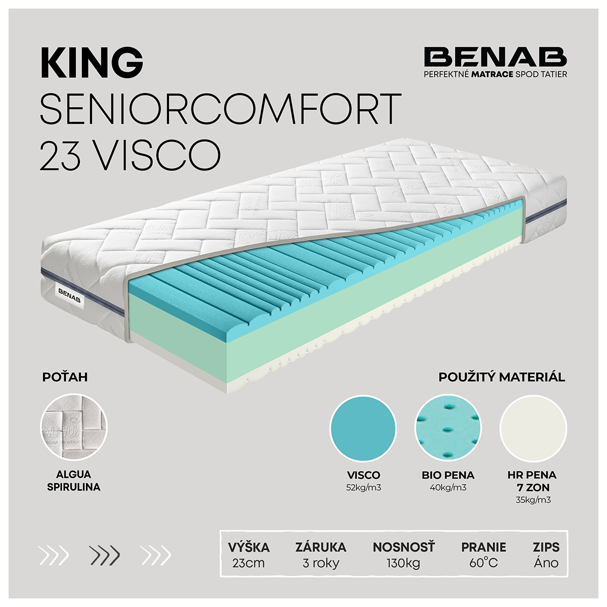 Matrac Benab King SeniorComfort 23 Visco 90 x 200 cm
