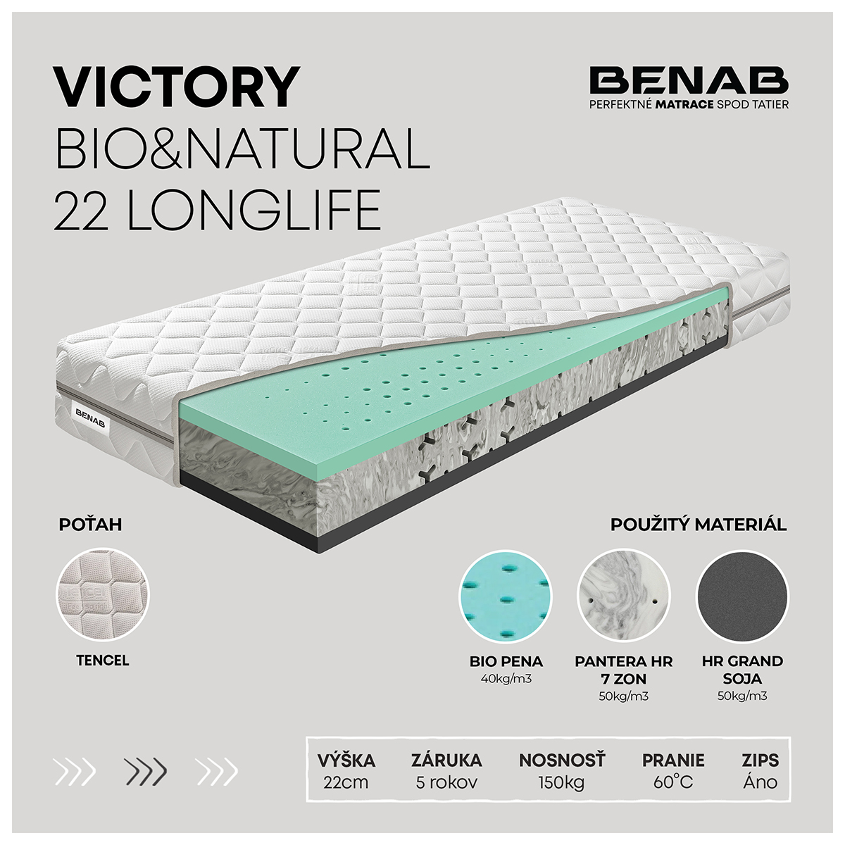 Matrac Benab Victory Bio&Natural 22 Longlife 120 x 200 cm