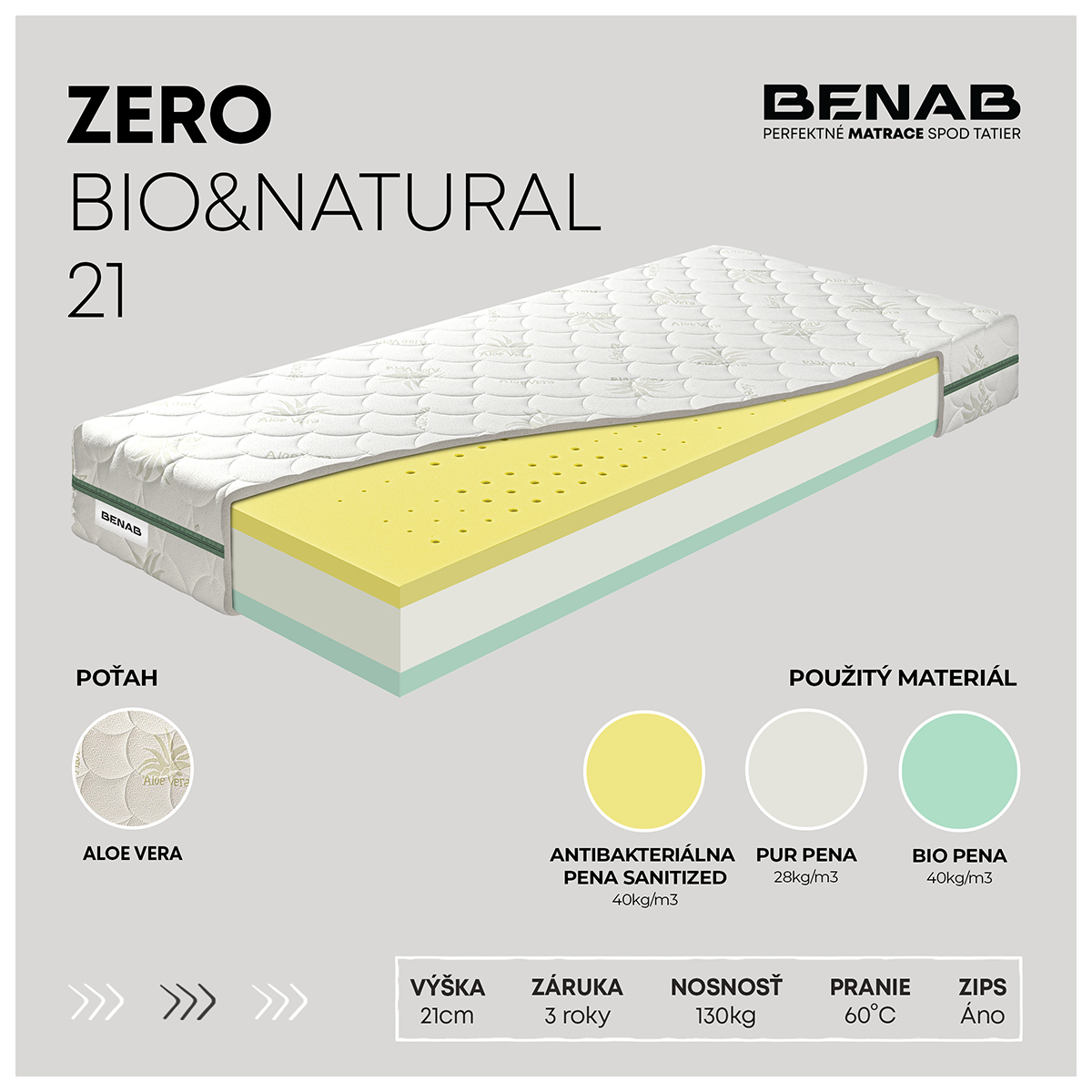 Matrac Benab Zero Bio&Natural 21 90 x 200 cm