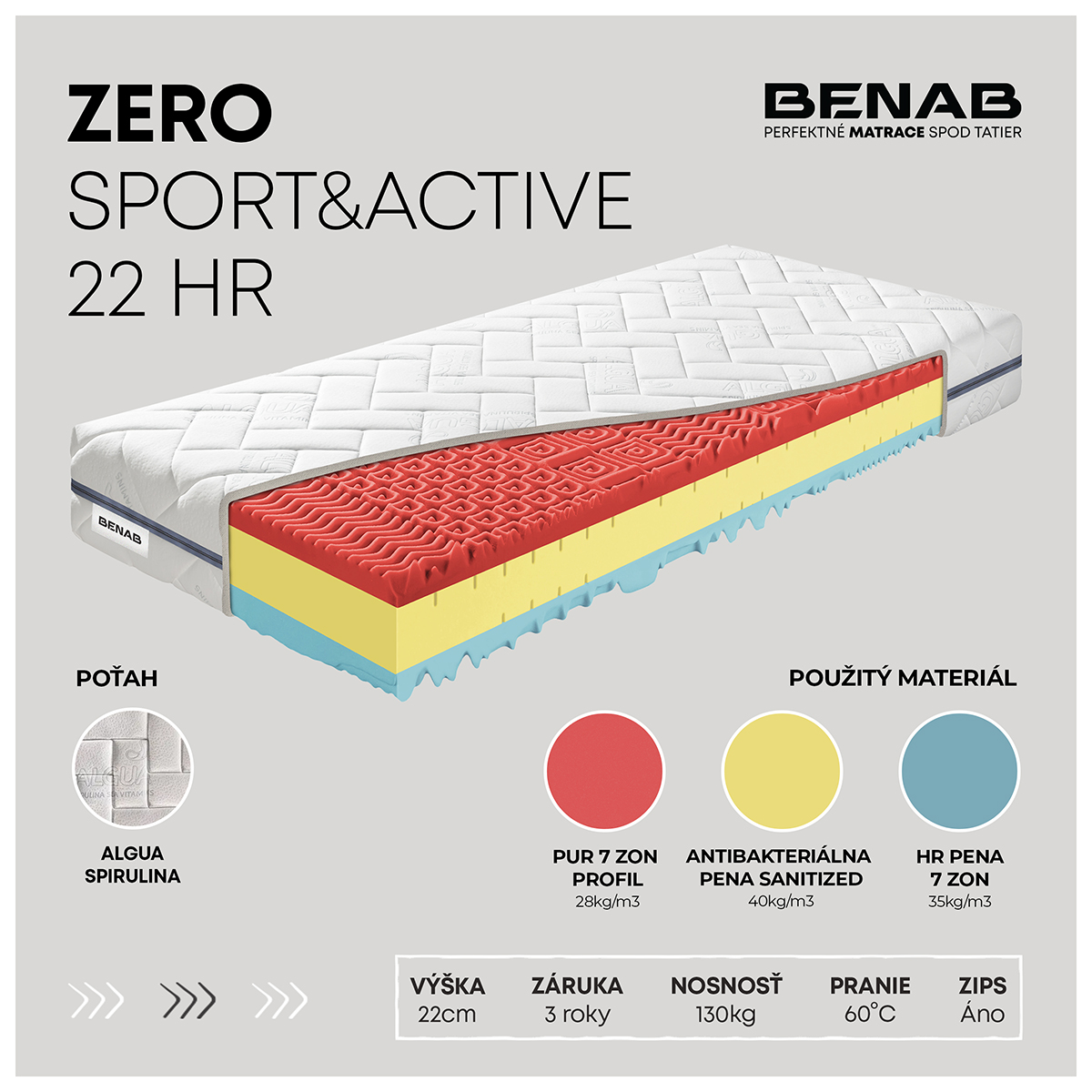 Matrac Benab Zero Sport&Active 22 HR 90 x 200 cm